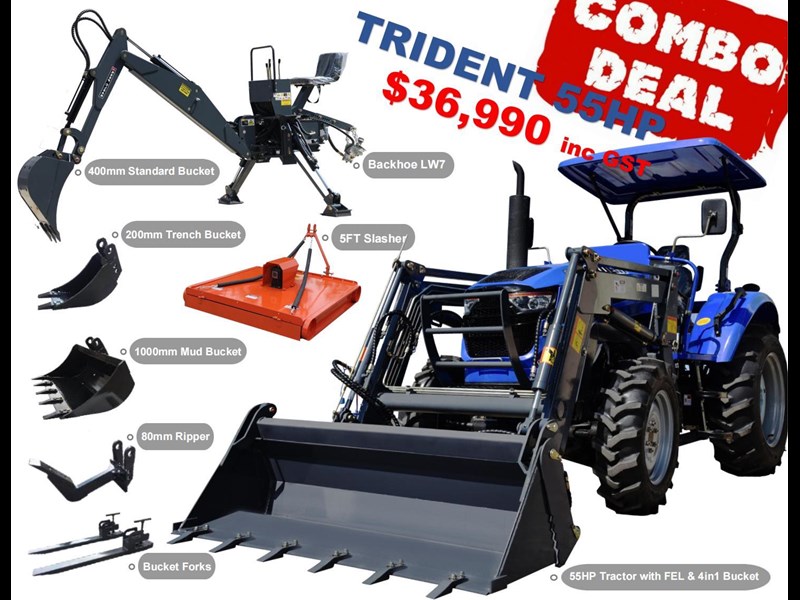 trident 55hp combo deal (fel + backhoe + slasher + forks) 678656 001