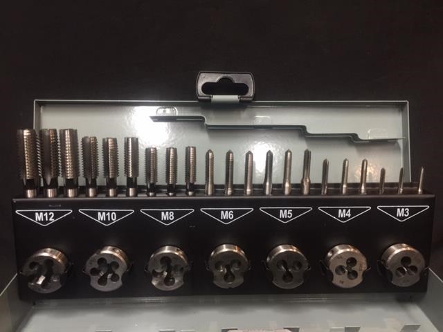 steelmaster industrial hss tap & die threading set - m3 ~ m12 - 32 piece. in steel case. 711204 003