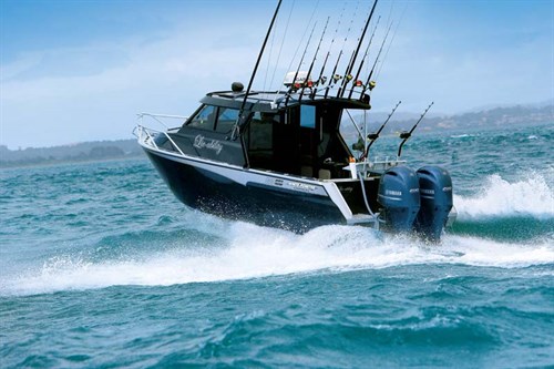 White Pointer with twin outboards