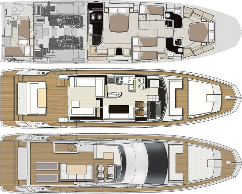 Deck plans of Azimut 66