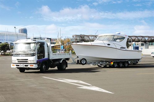 Whitecloud 9m Trailer Launch behind towing truck