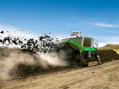 Komptech Crambo shredder and Topturn compost turner, the industry