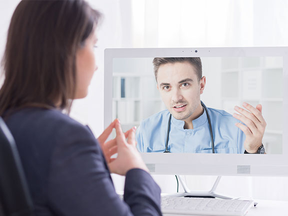 A consultation between doctor and patient through a IOT connected device