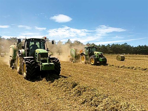 Baling -pea -vine -into -round -bales -82