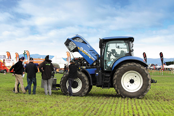 The New Holland T& 225 with its bonnet open