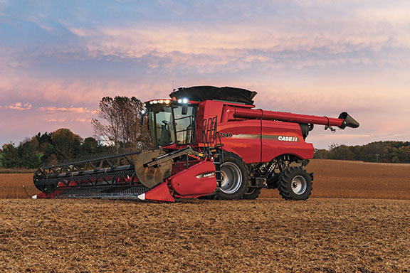 The Case IH 7140 combine harvester in a field