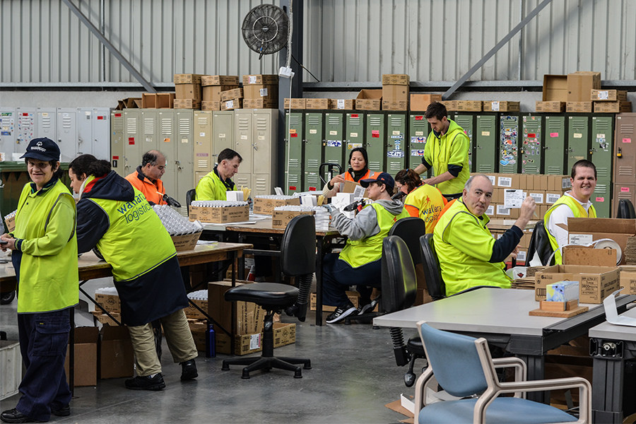  Supported workers in the packaging and assembly warehouse