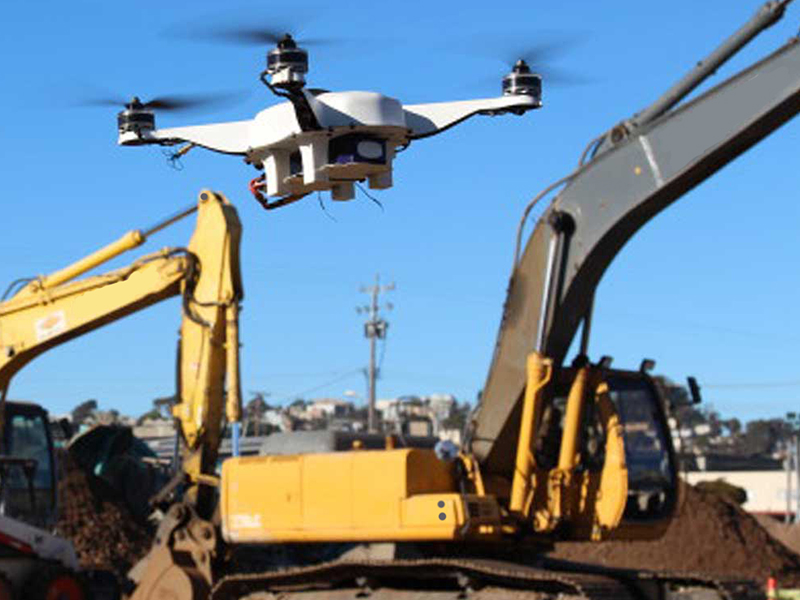 Drone on construction worksite
