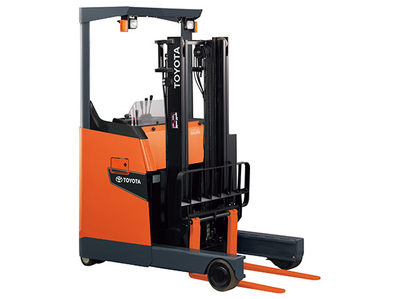 Toyota's new 8FBR battery electric reach truck.