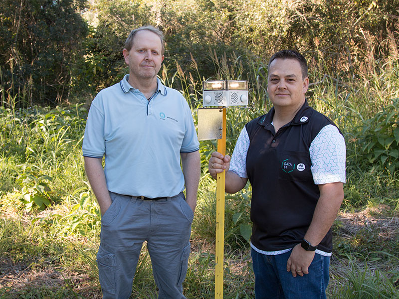 CSIRO researchers Dr Ash Tews and Dr Philip Valencia with a VPDaD node