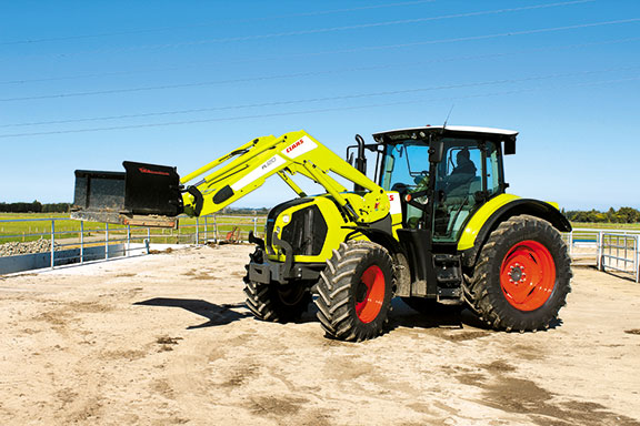 the Claas Arion 620 CIS tractor front on
