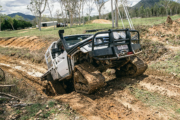The Mattrack fitted Toyota Landcruiser taking on a hill