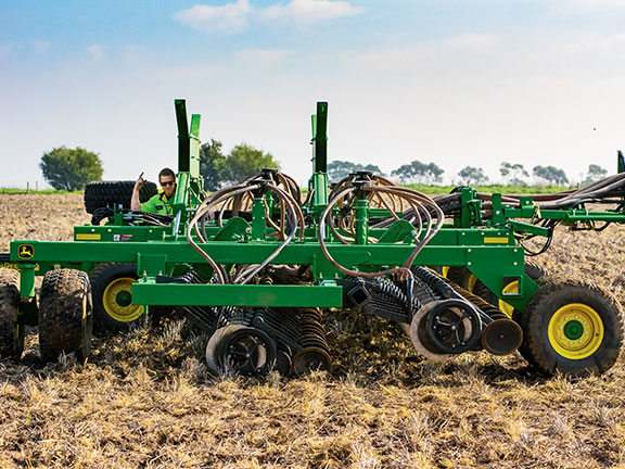 Interest in disc seeders like this one has increased over the past decade but tine seeders remain dominant in Australia