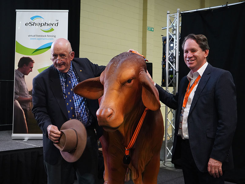 The former deputy prime minister Tim Fischer and Agersen CEO Ian Reilly att the Beef Australia Expo