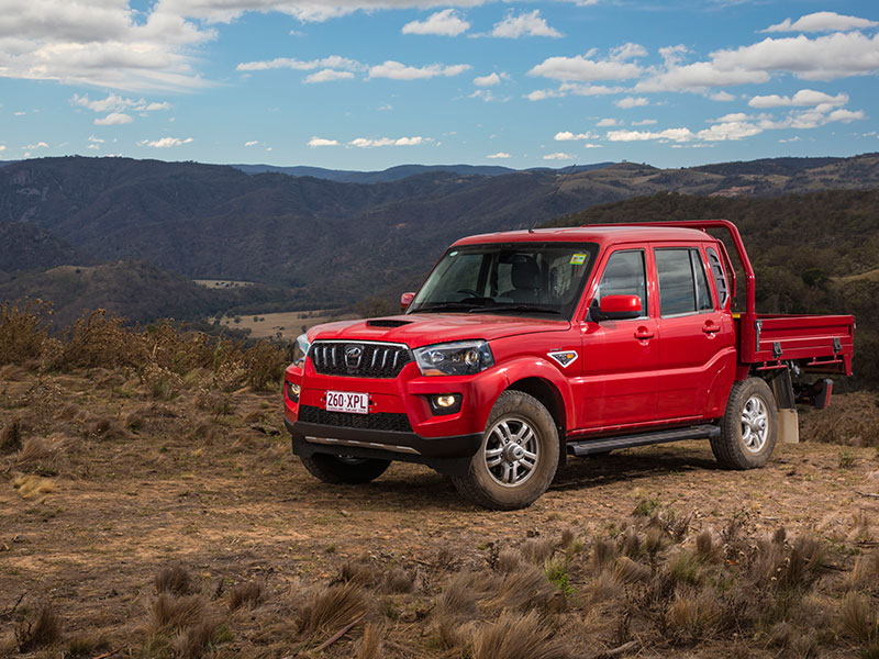 The Mahindra Pik-Up dual cab 4x4 front on